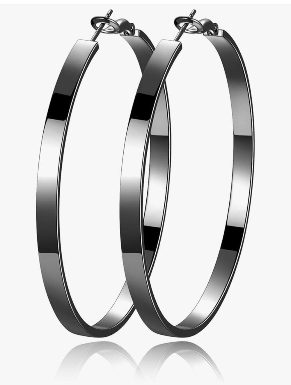 EXGOX 925 Sterling Silver Hoop Earrings 50mm Round Fine Jewelry Gift Box